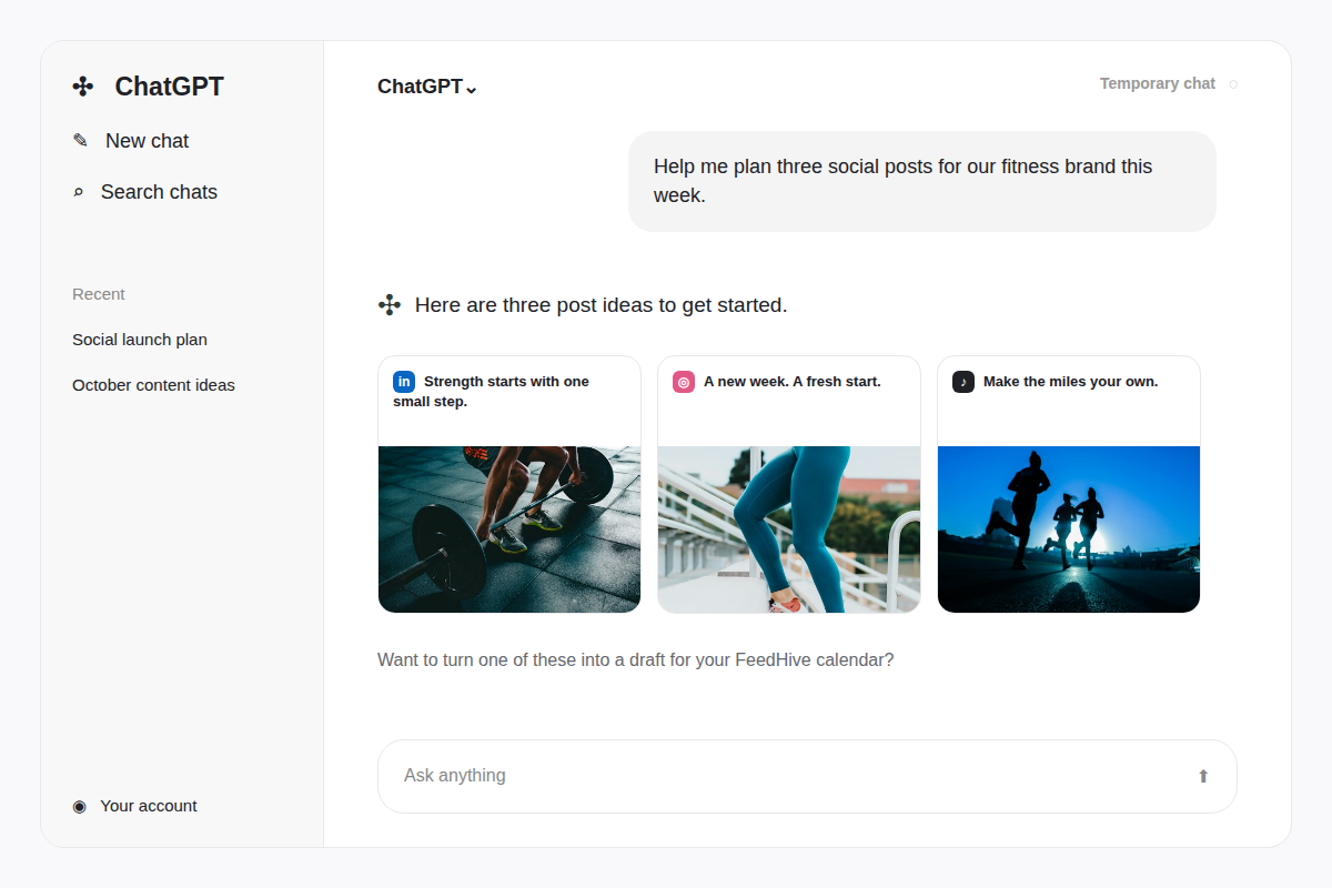 FeedHive ChatGPT preview
