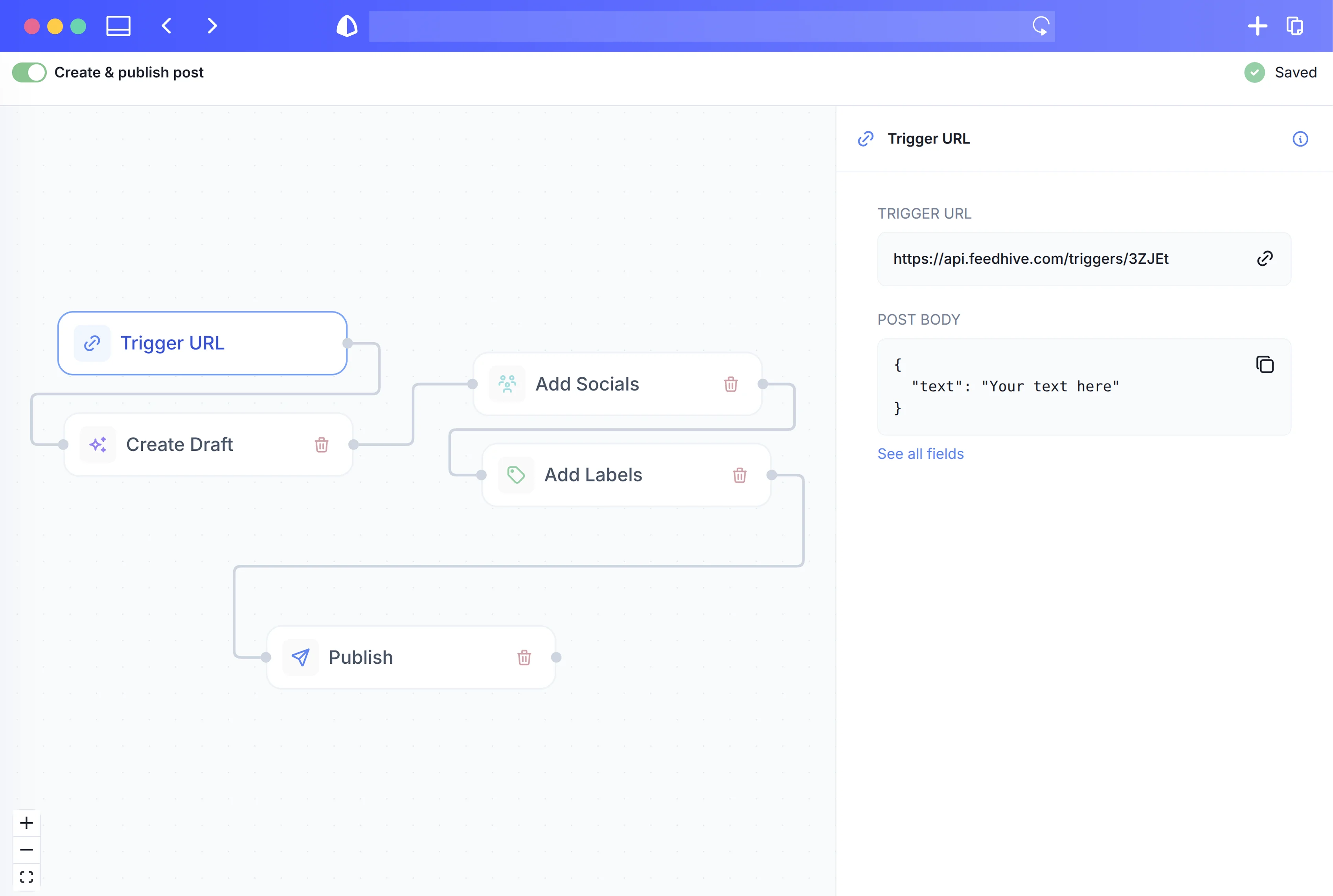 FeedHive workflow builder interface preview