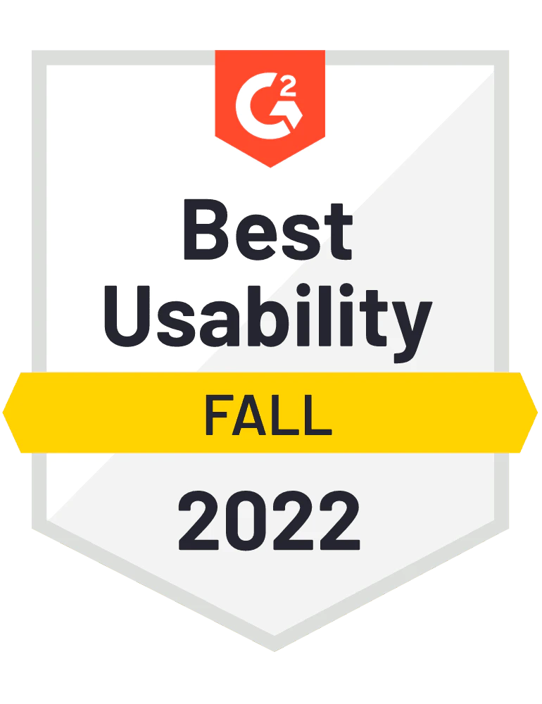 g2 badge showing "Best in usability 2022"