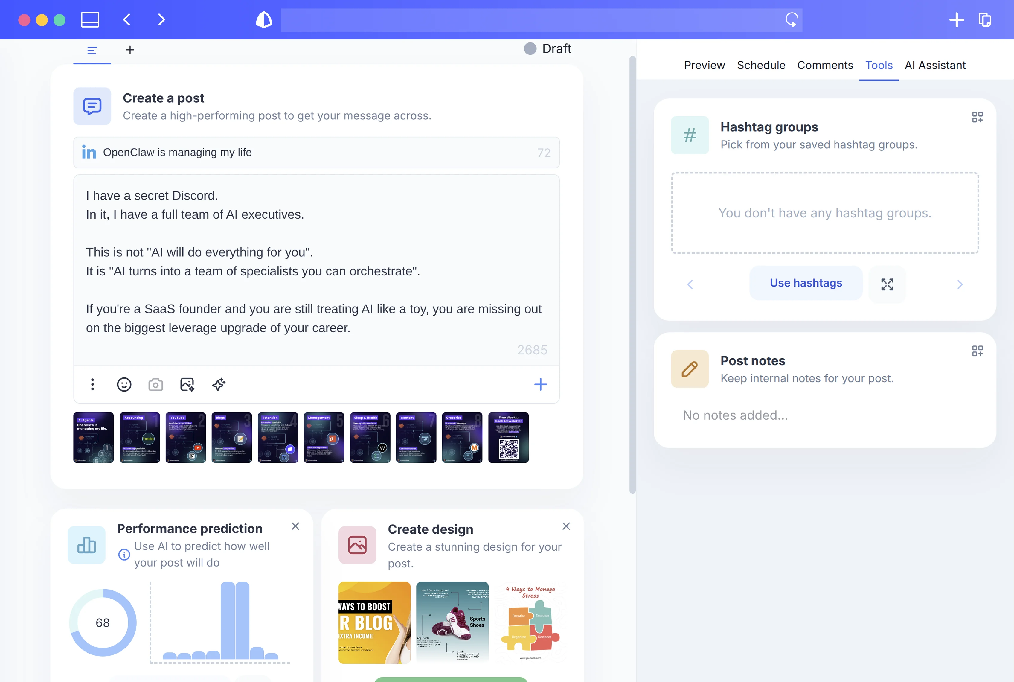 Composer interface preview