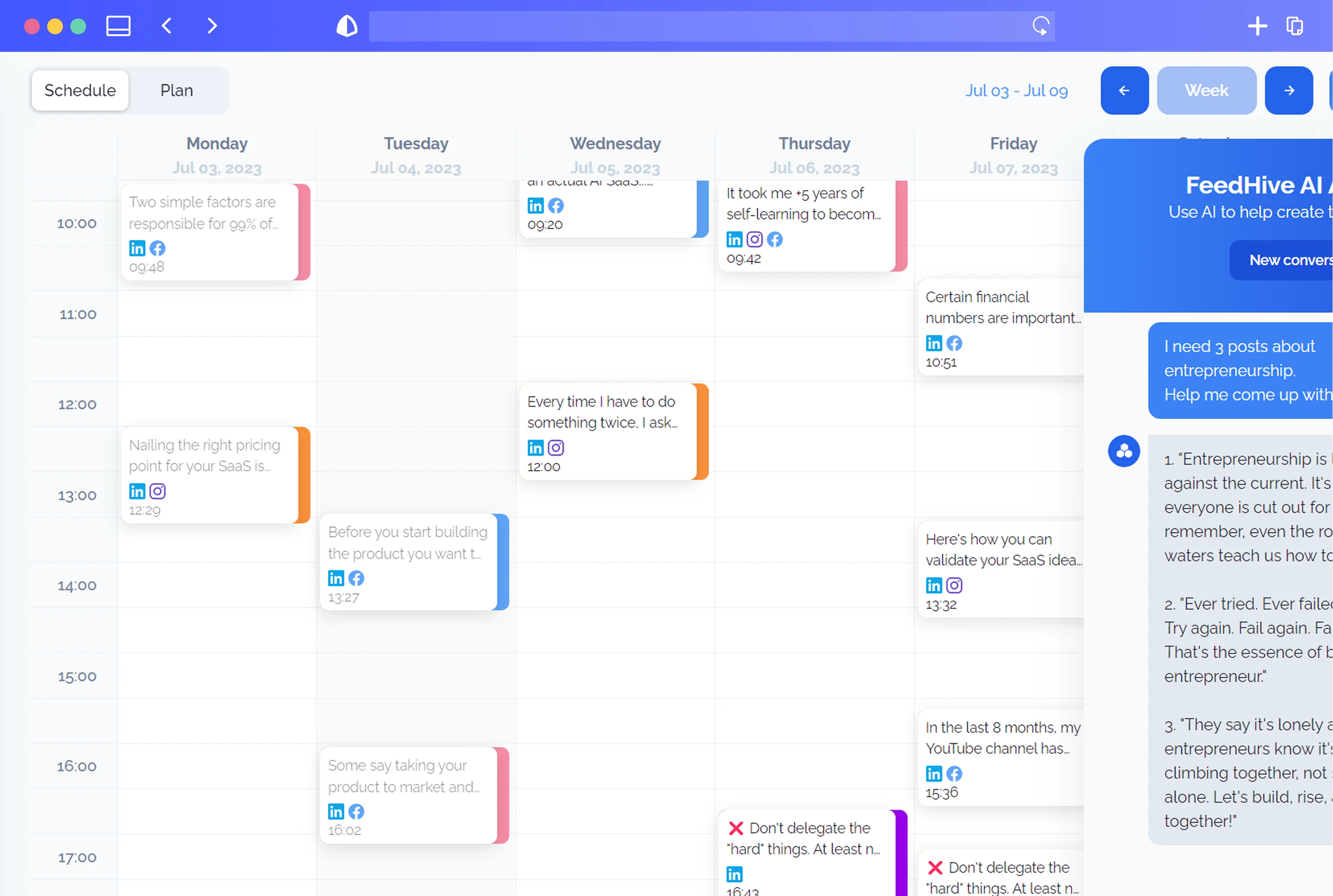 Cross-posting from FeedHive to LinkedIn and Instagram